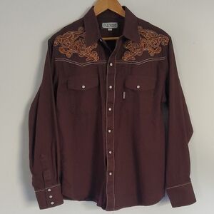 Old West  Brown Embroidered Shirt